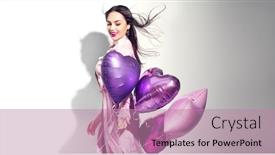  Presentation with birthday balloon - Slide deck consisting of valentine-beauty-girl-with-colorful background and a coral colored foreground