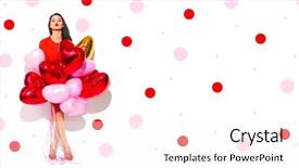  Presentation with beautiful young girl red - Amazing PPT theme having valentine beauty girl with colorful backdrop and a white colored foreground