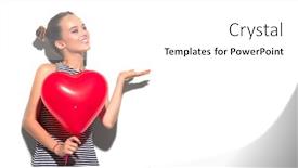  Presentation with birthday balloon - Colorful slide deck enhanced with valentine-beauty-girl-with-red backdrop and a white colored foreground