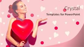  Presentation with beautiful young girl red - Presentation design featuring valentine-beauty-girl-with-red background and a lemonade colored foreground