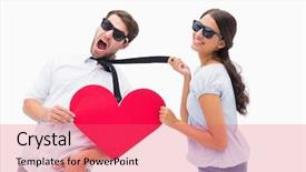  Presentation with valentine - Slides consisting of valentine card - brunette pulling her boyfriend background and a  colored foreground