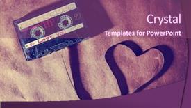  Presentation with shape heart - Slide set with valentine card - cassette tape pulled background and a violet colored foreground