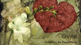  Presentation with heart flowers - Slides featuring valentine card - heart and freesia flowers background and a gold colored foreground