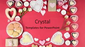  Presentation with shapes - Slides featuring valentine chocolate - set of hearts shapes cookies background and a red colored foreground