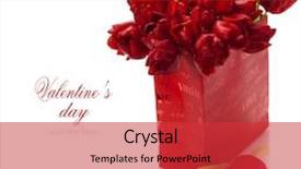  Presentation with text box - Slide deck with valentine composition with shopping bag gift box and fresh tulips over white with easy removable text background and a red colored foreground