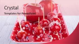  Presentation with confectionery - Theme with valentine' confectionery background and a coral colored foreground