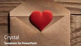  Presentation with love heart - Amazing theme having valentine-day-love-letter-envelope backdrop and a tawny brown colored foreground