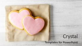  Presentation with table napkin - Cool new PPT theme with valentine heart cookies with napkin backdrop and a light gray colored foreground