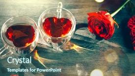  Presentation with tea party - Beautiful PPT theme featuring valentine heart shaped tea cup backdrop and a ocean colored foreground