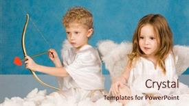  Presentation with angels - Cool new slide deck with valentine kids - portrait of two young angels backdrop and a lemonade colored foreground