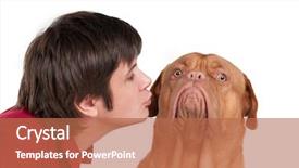  Presentation with kiss - Cool new PPT theme with valentine kids - young man giving a kiss backdrop and a coral colored foreground