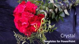  Presentation with wedding roses - Cool new slide set with valentine-round-bouquet-of-red backdrop and a navy blue colored foreground