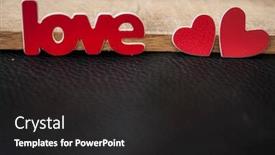  Presentation with greeting card - PPT theme featuring valentine-s-day-background-word background and a dark gray colored foreground