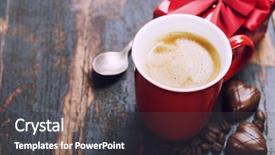  Presentation with coffee chocolate - Slides enhanced with valentine's day composition with coffee cup and chocolate on wooden background background and a dark gray colored foreground