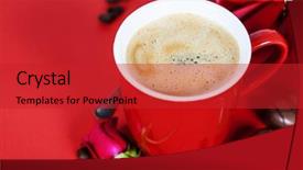 Presentation with coffee chocolate - Colorful PPT layouts enhanced with valentine's day composition with coffee cup and chocolate on red background backdrop and a red colored foreground