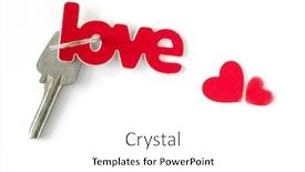  Presentation with red heart key - Colorful PPT theme enhanced with valentine-s-day-greeting-card backdrop and a white colored foreground