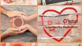 Presentation with photo collage - Presentation theme enhanced with valentine's day photo collage background and a coral colored foreground