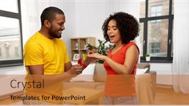  Presentation with engagement - Cool new PPT layouts with valentine-s-day-proposal backdrop and a gold colored foreground