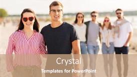  Presentation with relationships - Presentation design featuring valentine's day relationships and people concept - happy couple with group of friends on beach in summer background and a coral colored foreground