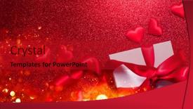  Presentation with romantic gift - Audience pleasing PPT theme consisting of valentine-s-day-romantic-background backdrop and a crimson colored foreground