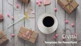  Presentation with coffee cup - Amazing slides having valentine-s-day-romantic-flat backdrop and a gray colored foreground