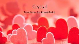  Presentation with hearts - Colorful PPT theme enhanced with valentines day - hearts on red background backdrop and a coral colored foreground