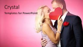  Presentation with research paper big data - Audience pleasing PPT theme consisting of valentines day - two young dates kissing behind backdrop and a coral colored foreground
