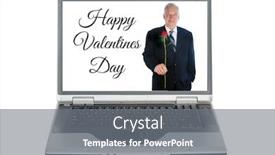  Presentation with white rose - Theme having valentines-day-a-man-holds background and a gray colored foreground