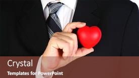  Presentation with love heart - PPT theme featuring valentines-day-a-man-holds background and a tawny brown colored foreground