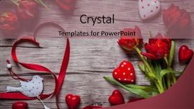  Presentation with valentines day - PPT theme enhanced with valentines day background with chocolates background and a coral colored foreground