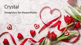  Presentation with valentines day - PPT theme featuring valentines day background with hearts background and a sky blue colored foreground