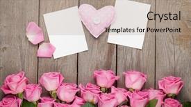  Presentation with heart and roses - Cool new PPT theme with valentines day blank greeting card backdrop and a coral colored foreground
