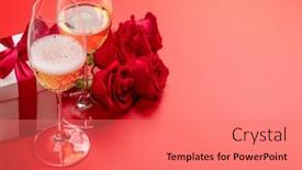  Presentation with valentines day - PPT theme having valentines-day-card-with-champagne background and a coral colored foreground