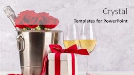  Presentation with valentines day - Theme having valentines-day-card-with-champagne background and a light gray colored foreground