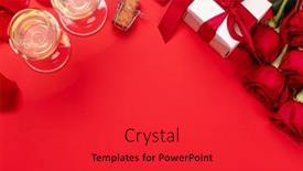  Presentation with valentines day - Presentation design having valentines-day-card-with-champagne background and a red colored foreground