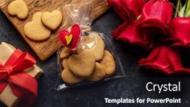  Presentation with heart flowers - PPT theme having valentines-day-card-with-heart background and a wine colored foreground