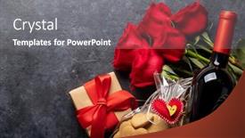  Presentation with heart flowers - Presentation theme enhanced with valentines-day-card-with-wine background and a gray colored foreground