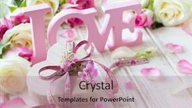  Presentation with heart flowers - PPT theme enhanced with valentine's day concept background and a coral colored foreground