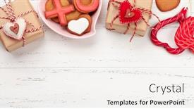  Presentation with greeting card - Amazing PPT theme having valentines-day-concept-greeting-card backdrop and a sky blue colored foreground