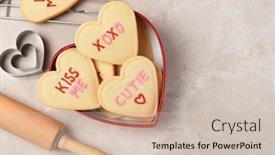  Presentation with valentines day - Amazing PPT layouts having valentines-day-concept-heart-shaped backdrop and a soft green colored foreground