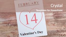 Presentation with valentines day - Amazing presentation theme having valentines day february 14 on calendar on wooden background backdrop and a coral colored foreground