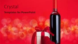  Presentation with bottle red wine - Theme featuring valentines-day-gift-box background and a red colored foreground
