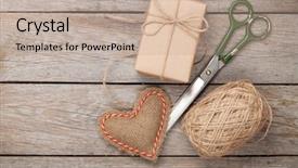  Presentation with valentines - Audience pleasing PPT theme consisting of valentines day gift wrapping with boxes and scissors over white wooden table backdrop and a mint green colored foreground