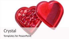  Presentation with text box - PPT theme having valentines day glass red heart background and a sky blue colored foreground