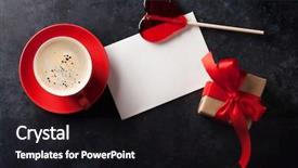  Presentation with candy heart - Colorful theme enhanced with valentines day greeting card coffee backdrop and a  colored foreground