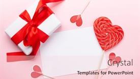  Presentation with candy heart - PPT theme consisting of valentines-day-greeting-card-gift background and a lemonade colored foreground