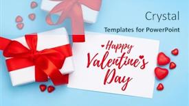  Presentation with greeting card - Colorful PPT theme enhanced with valentines-day-greeting-card-gift backdrop and a sky blue colored foreground