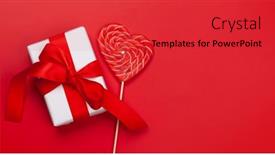  Presentation with candy heart - Cool new PPT theme with valentines-day-greeting-card-template backdrop and a red colored foreground