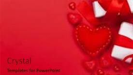  Presentation with candy heart - Slide deck having valentines-day-greeting-card-template background and a crimson colored foreground