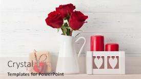  Presentation with flower candles - Audience pleasing PPT layouts consisting of valentines-day-greeting-card backdrop and a soft green colored foreground